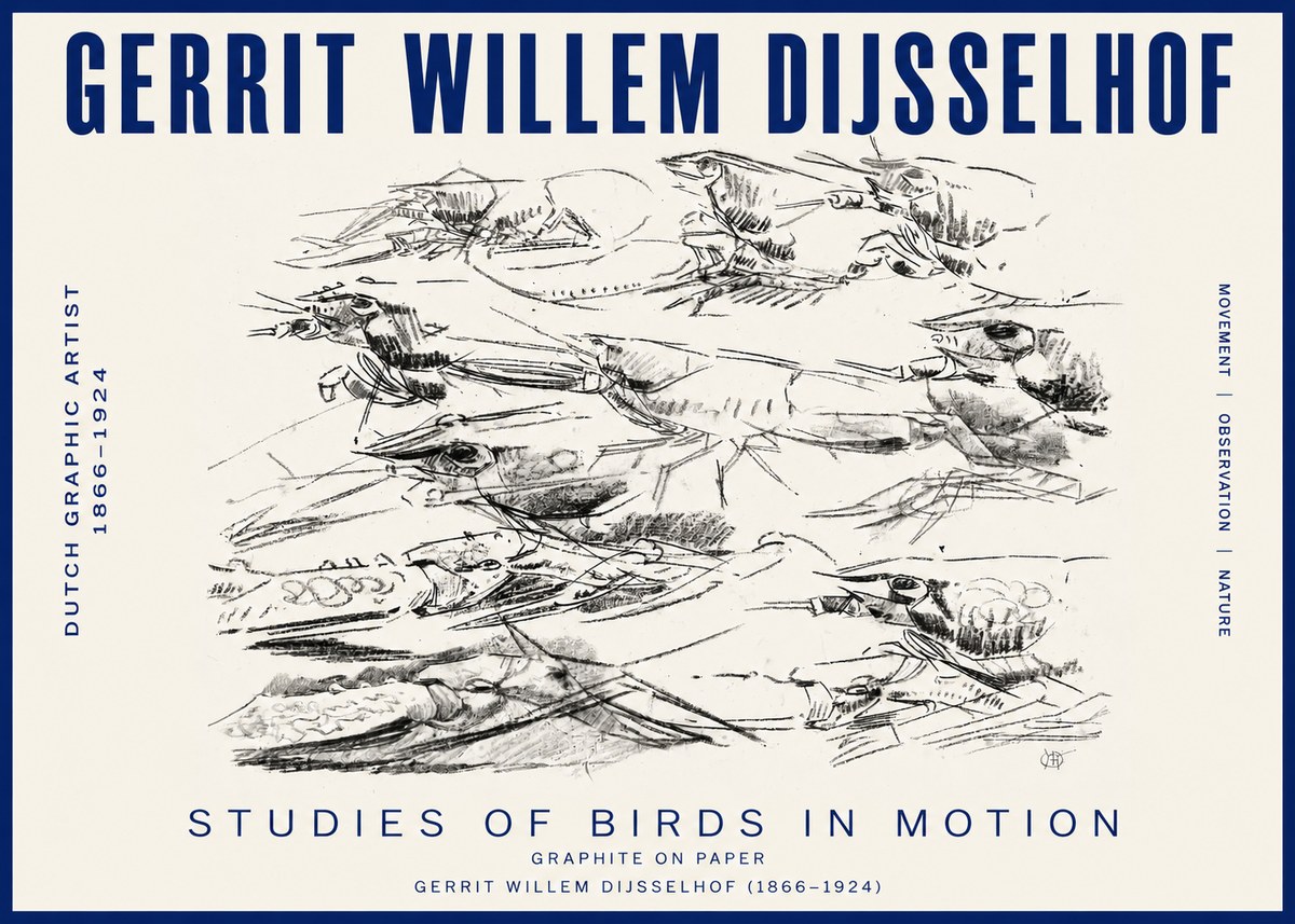 Gerrit Willem Dijsselhof Studies of Birds in Motion No3 - Póster