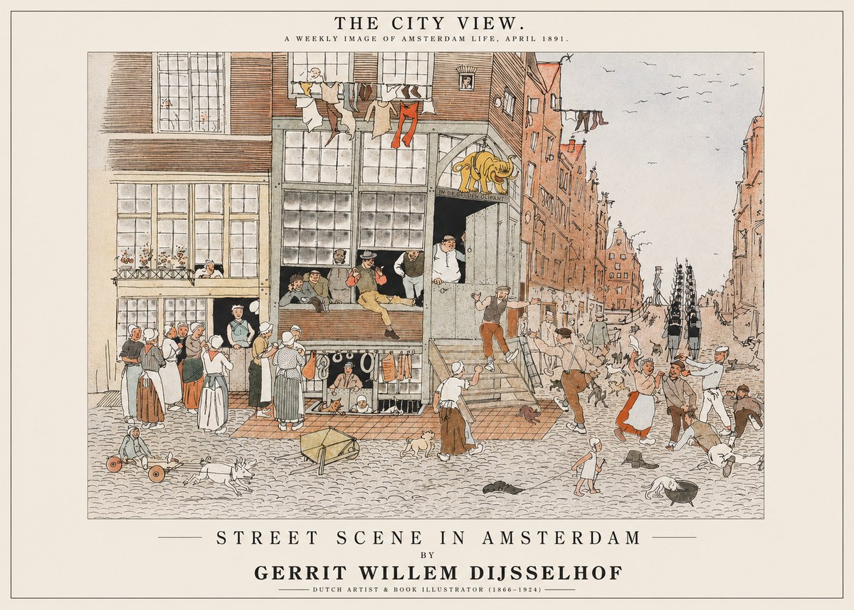 Gerrit Willem Dijsselhof Street Scene in Amsterdam No1 - Póster