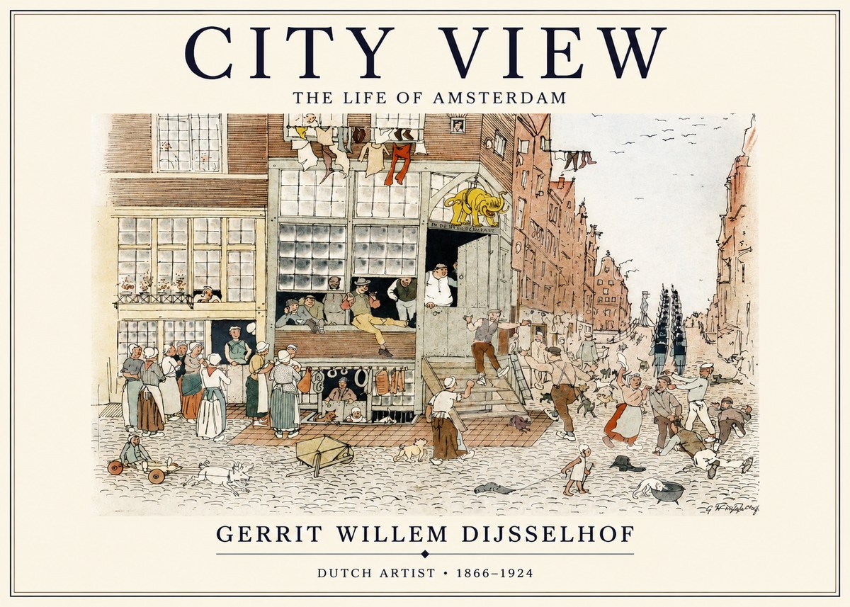 Gerrit Willem Dijsselhof Street Scene in Amsterdam No2 - Póster