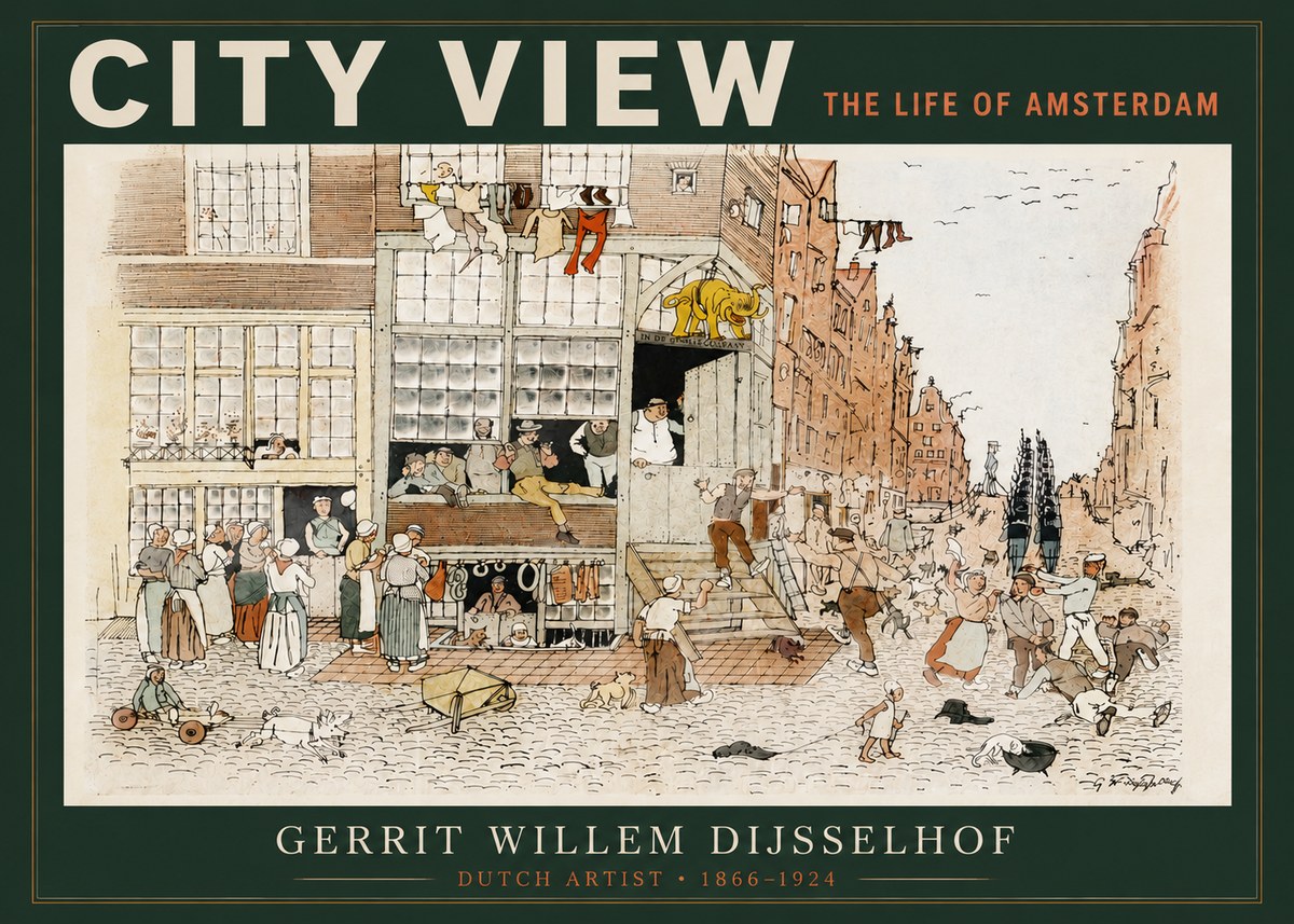 Gerrit Willem Dijsselhof Street Scene in Amsterdam No4 - Póster