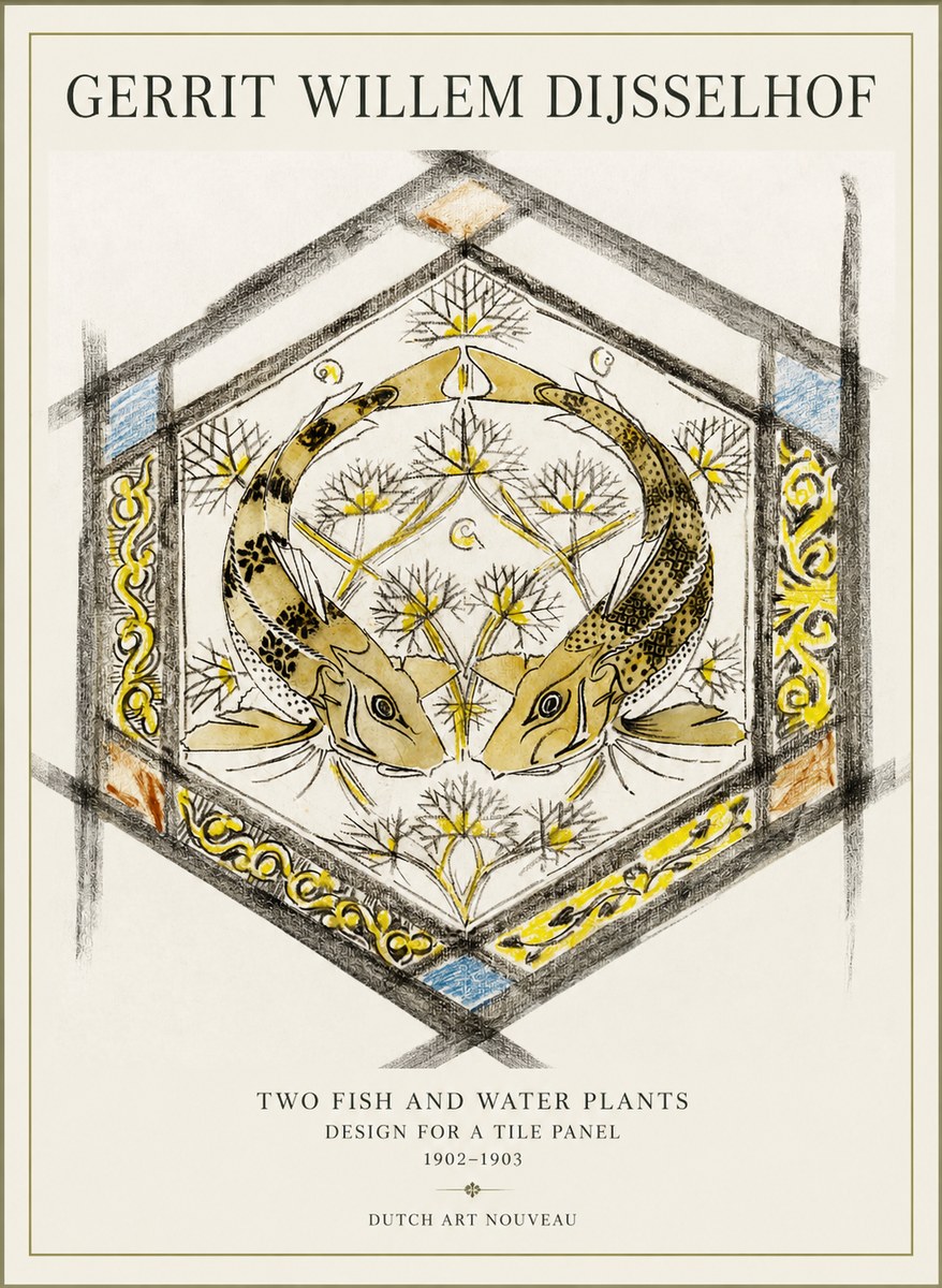 Gerrit Willem Dijsselhof Decorative Design with Carp No3 - Póster