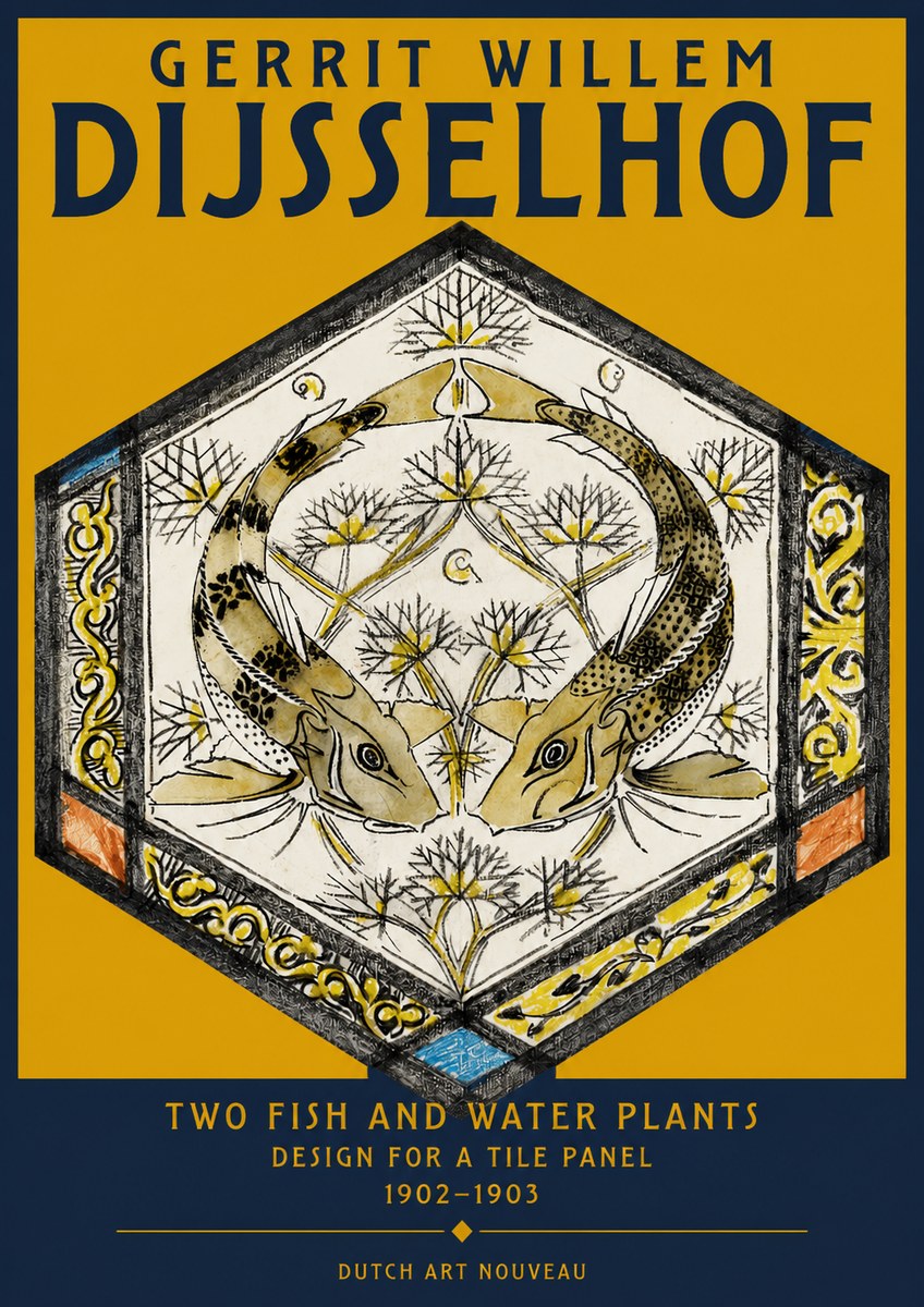 Gerrit Willem Dijsselhof Decorative Design with Carp No4 - Póster