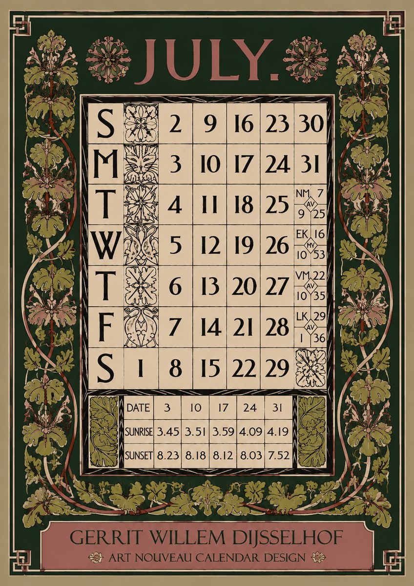 Gerrit Willem Dijsselhof July. No3 - Póster
