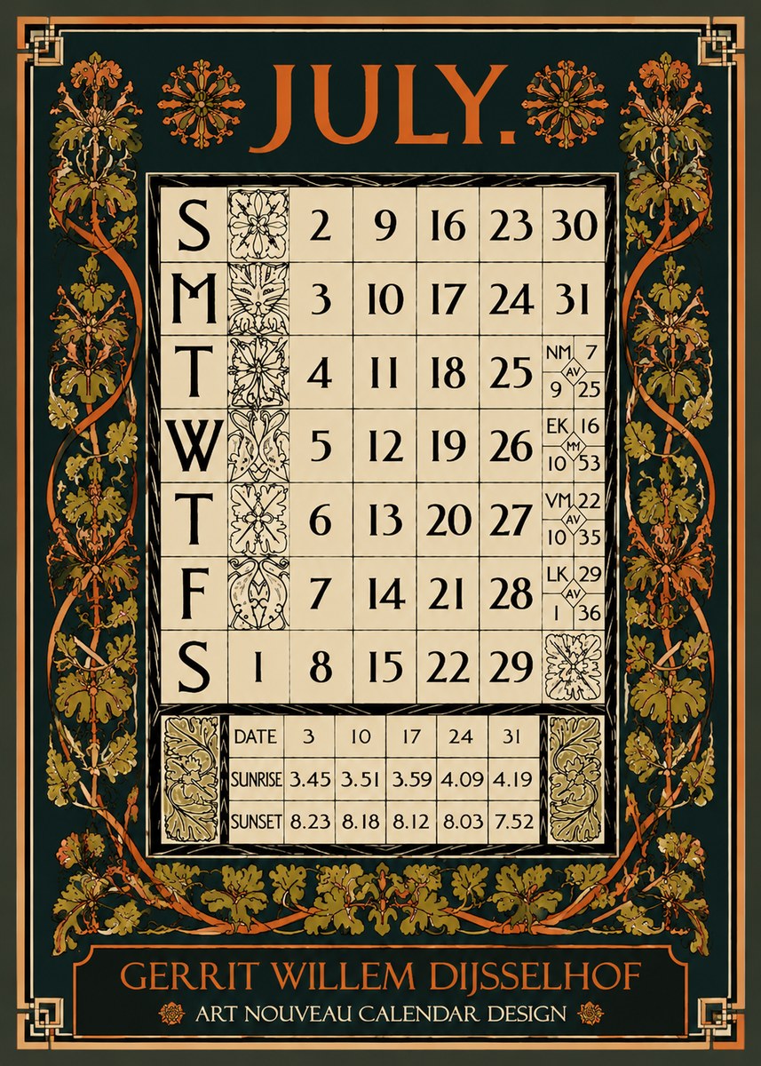 Gerrit Willem Dijsselhof July. No5 - Póster