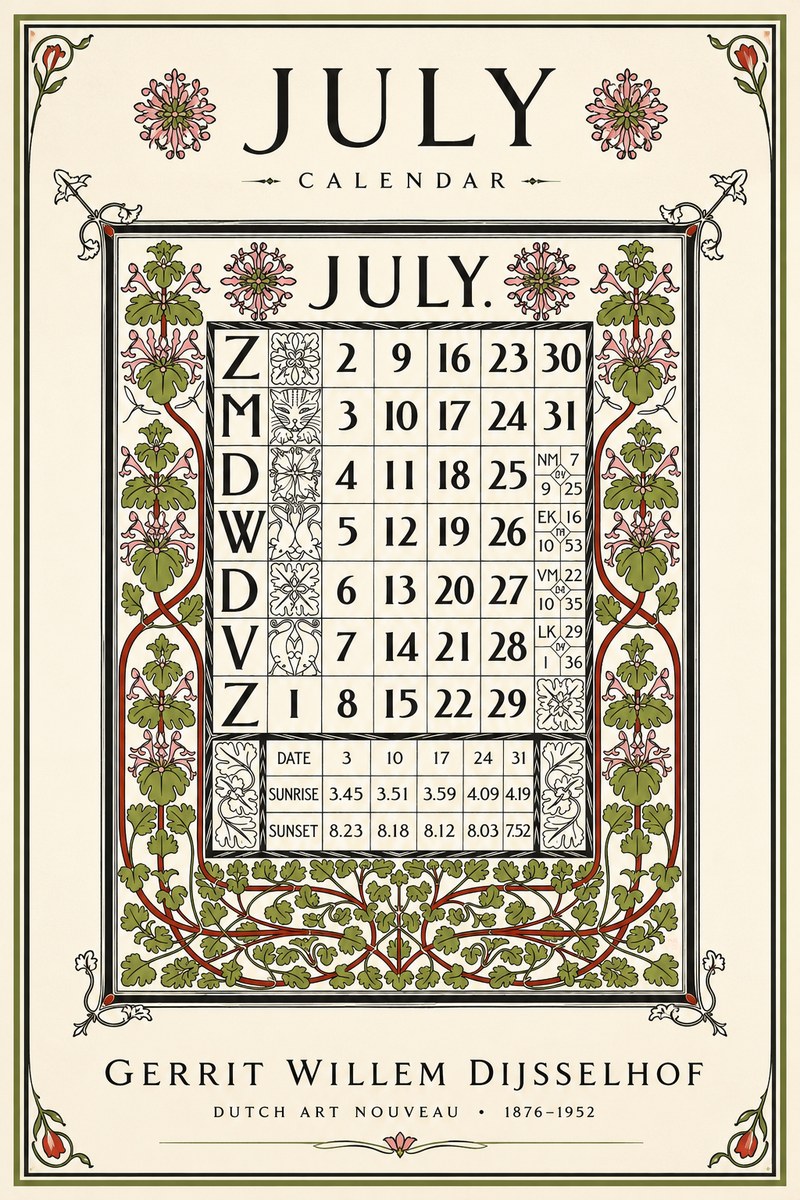 Gerrit Willem Dijsselhof July. No6 - Póster