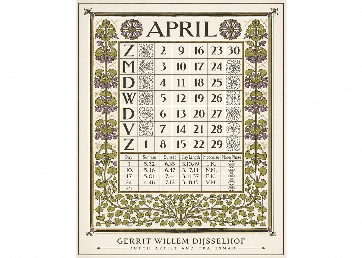 Gerrit Willem Dijsselhof April No1 - Póster