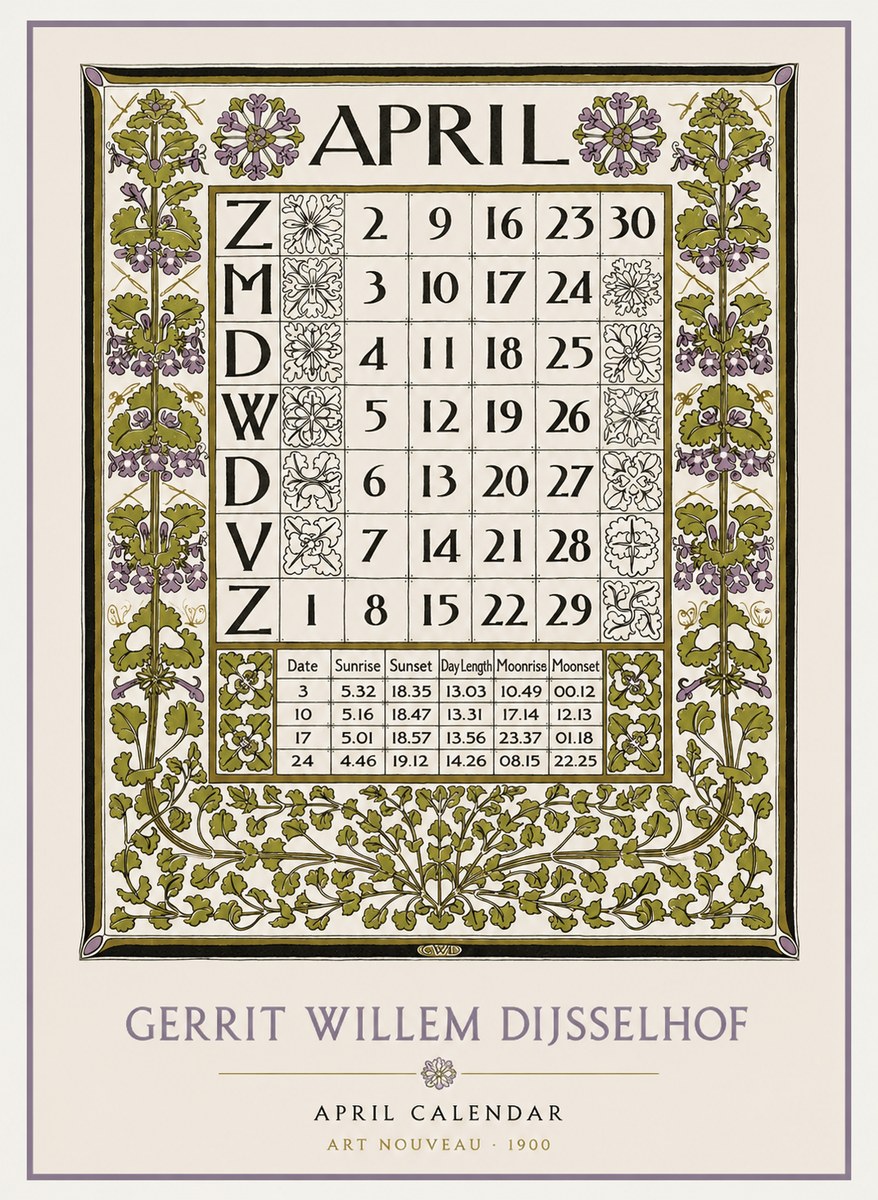 Gerrit Willem Dijsselhof April No2 - Póster