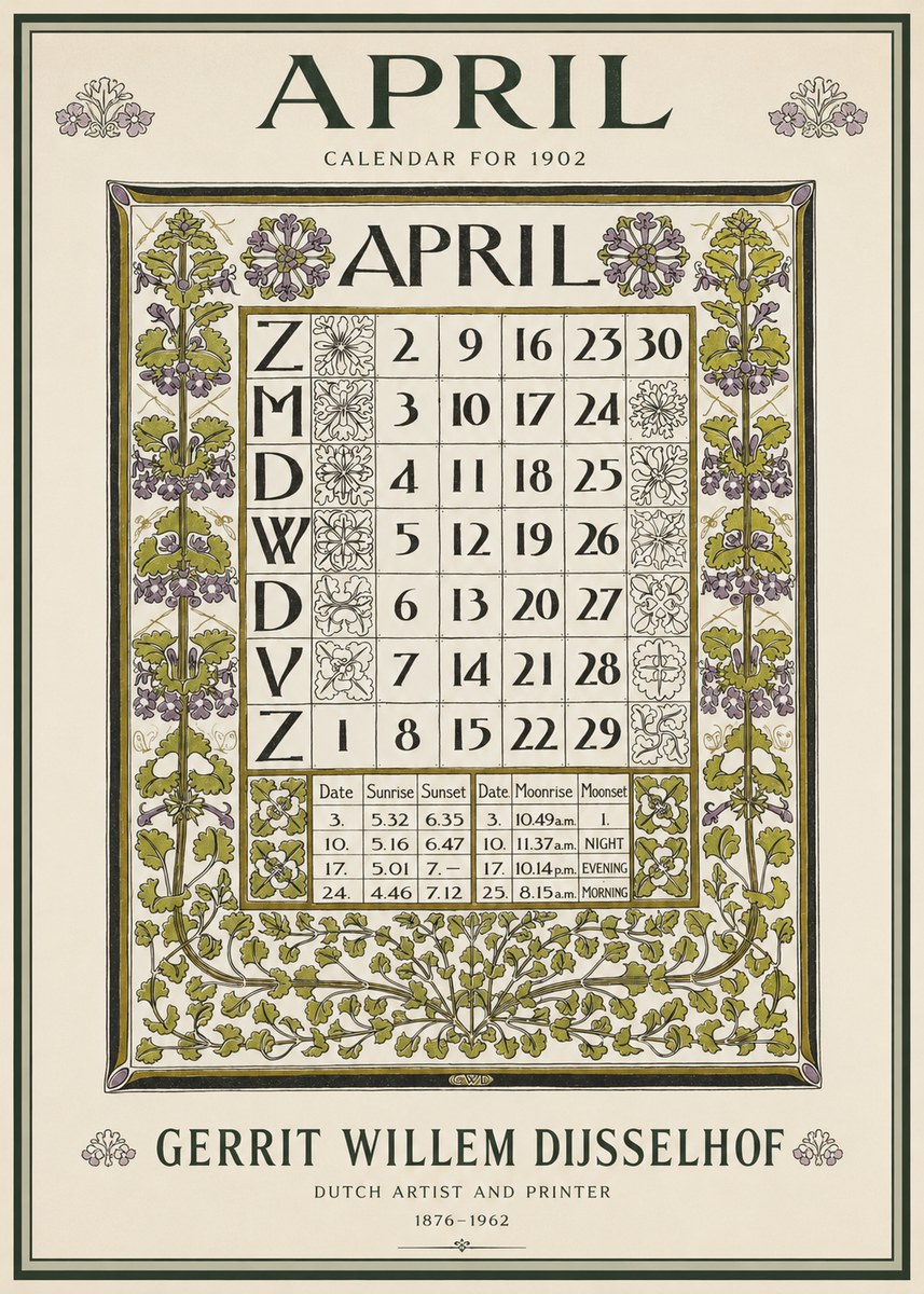 Gerrit Willem Dijsselhof April No3 - Póster