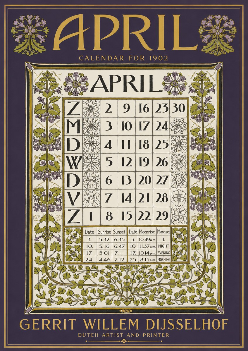 Gerrit Willem Dijsselhof April No4 - Póster