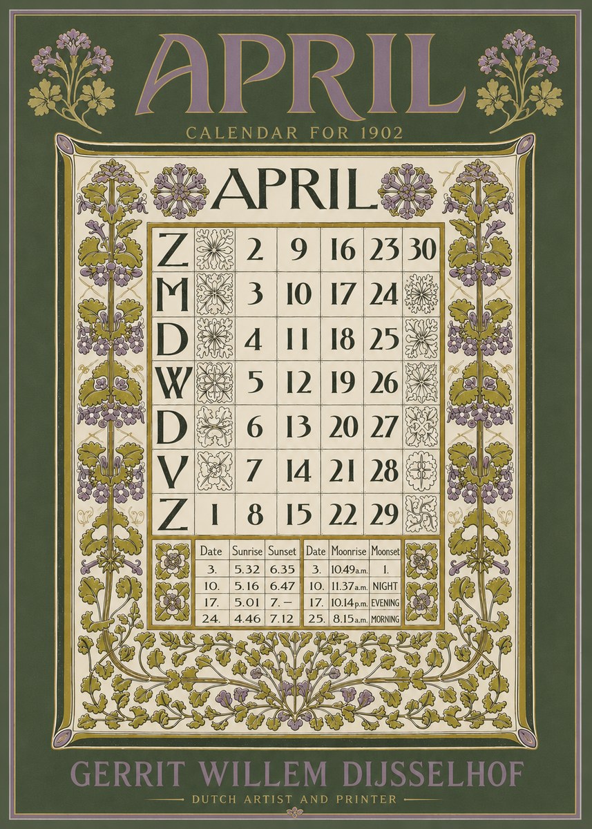 Gerrit Willem Dijsselhof April No5 - Póster