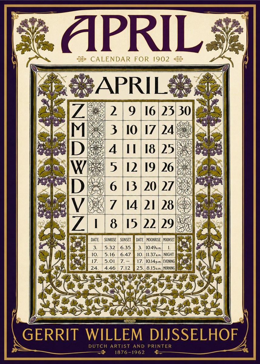 Gerrit Willem Dijsselhof April No6 - Póster