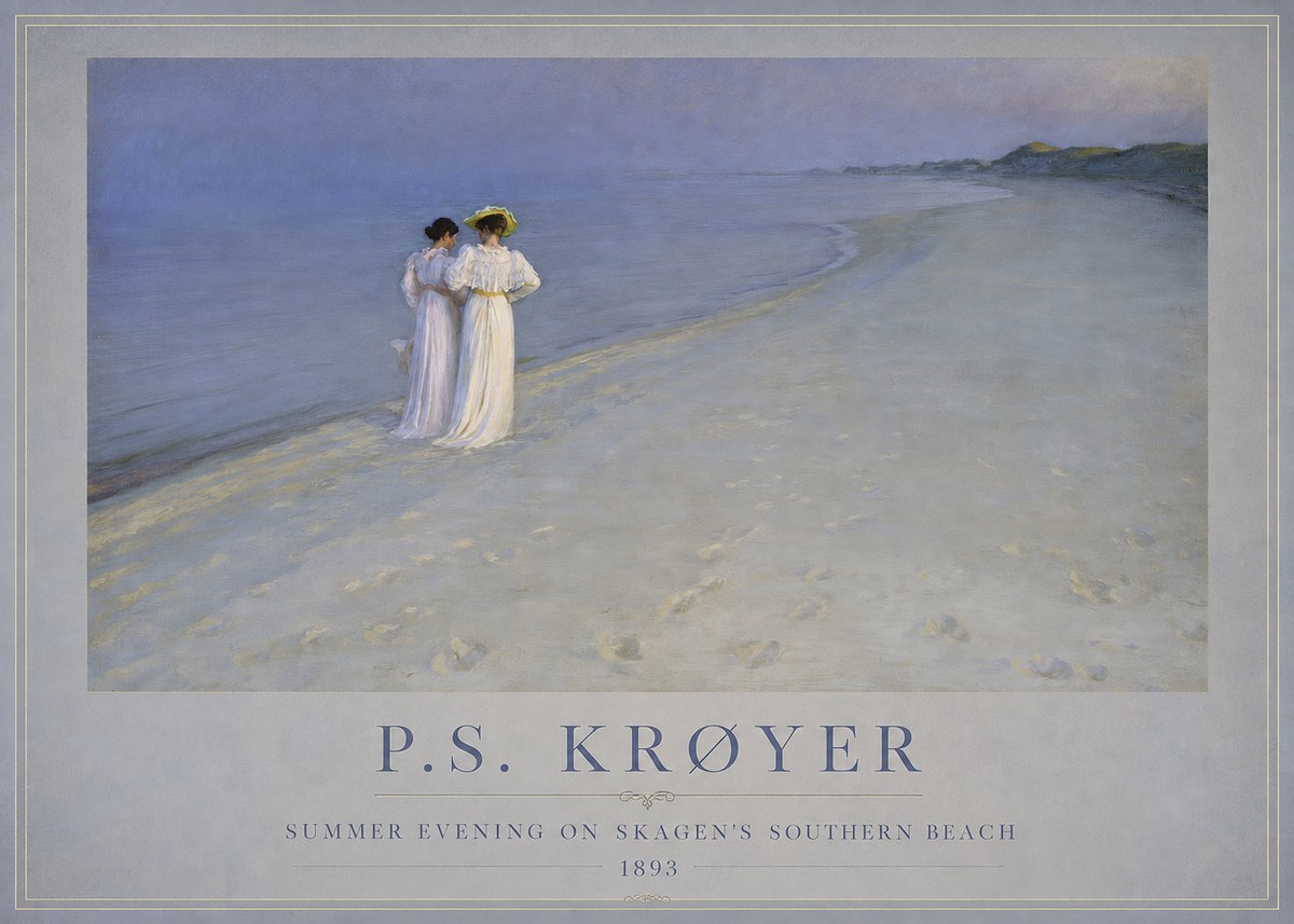 P.S. Krøyer Summer Evening on Skagen's Southern Beach No1 - Póster