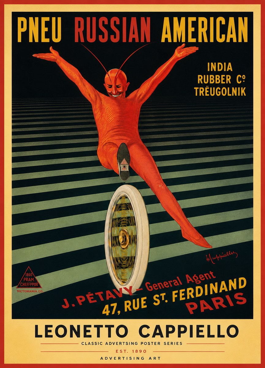 Leonetto Cappiello Pneu Russian American No5 - Póster