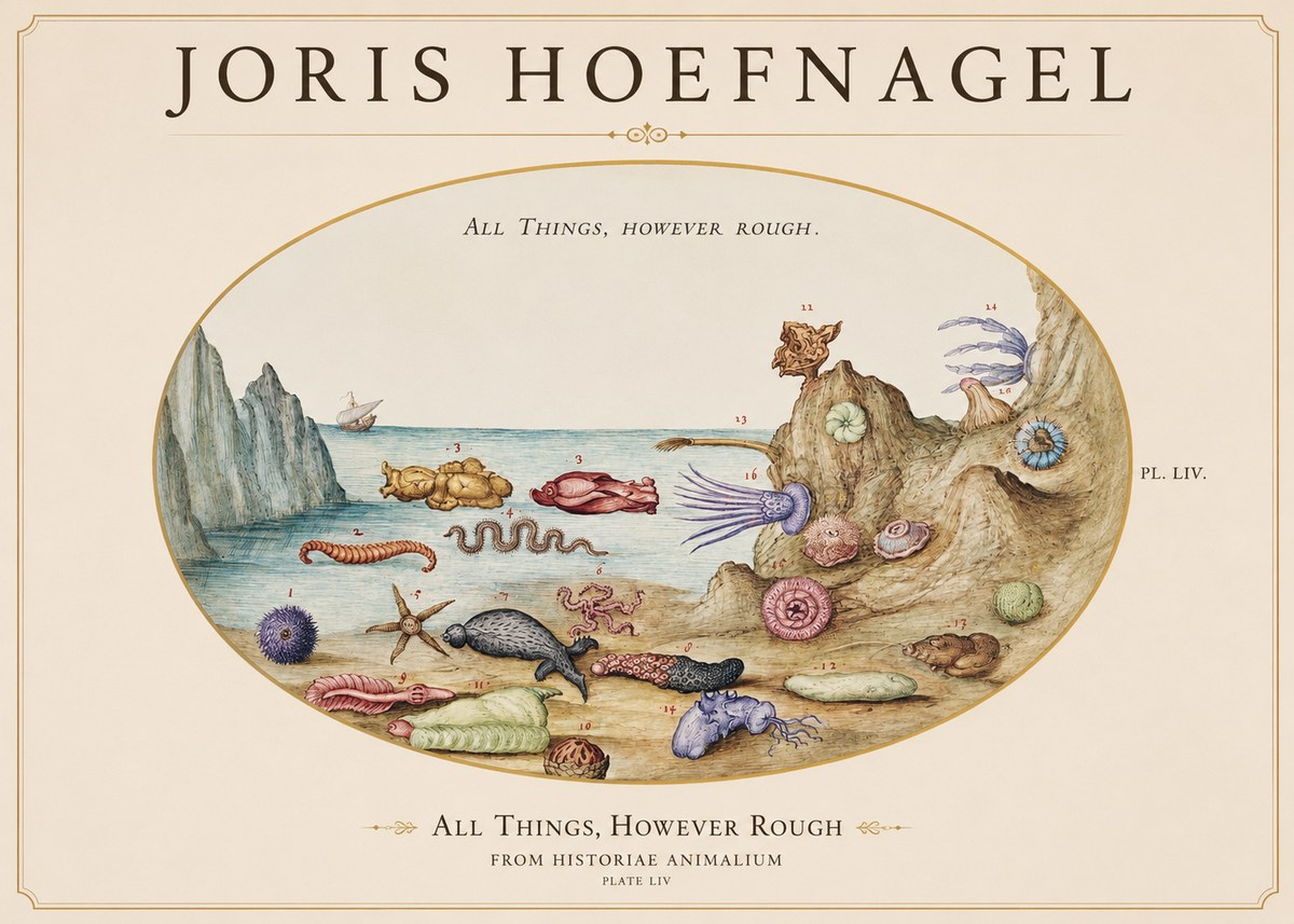 Joris Hoefnagel Totvs Echinvs Asper. Plate Liv No2 - Póster