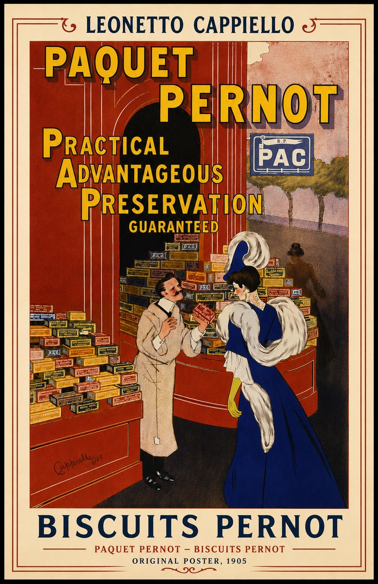 Leonetto Cappiello Paquet Pernot – Biscuits Pernot No5 - Póster