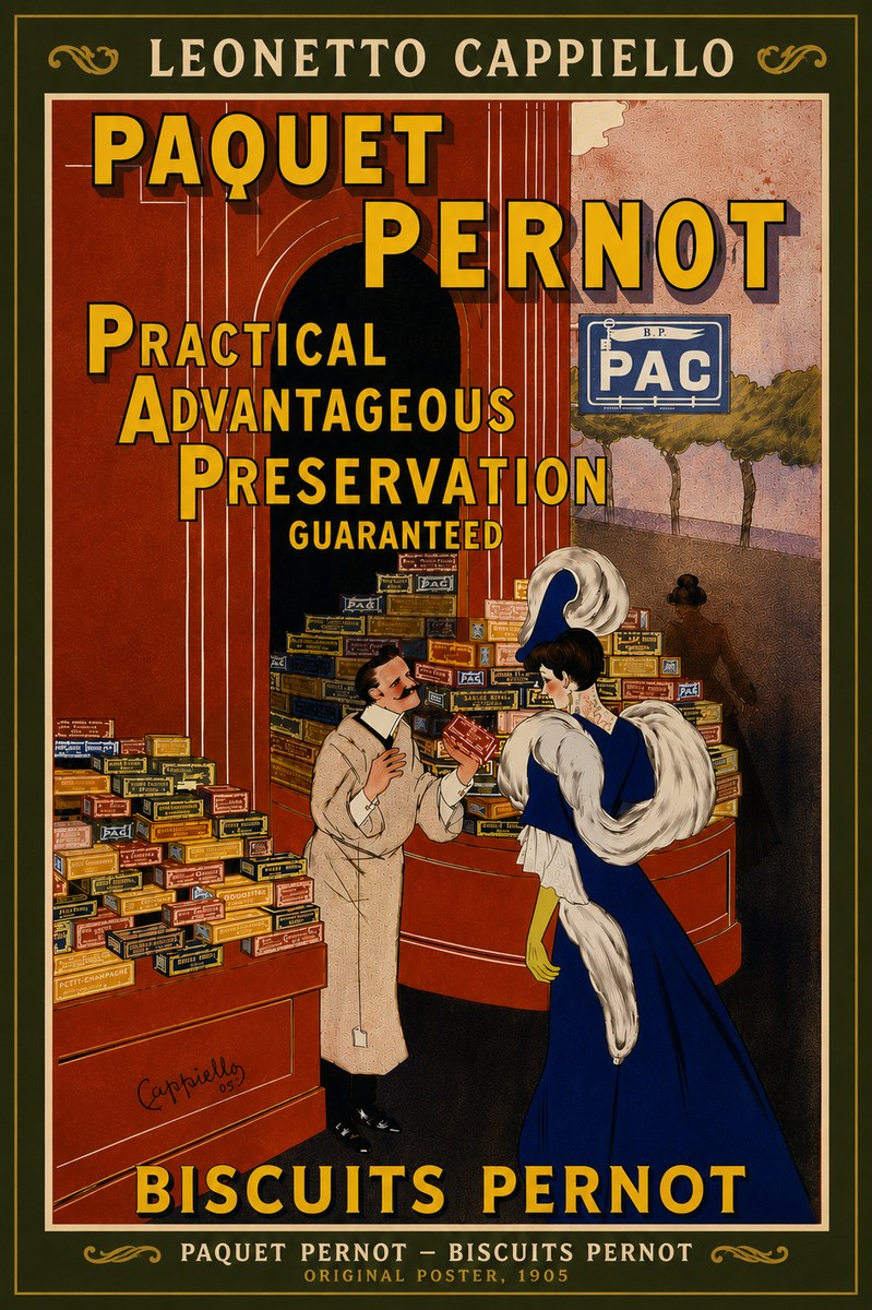 Leonetto Cappiello Paquet Pernot – Biscuits Pernot No6 - Póster