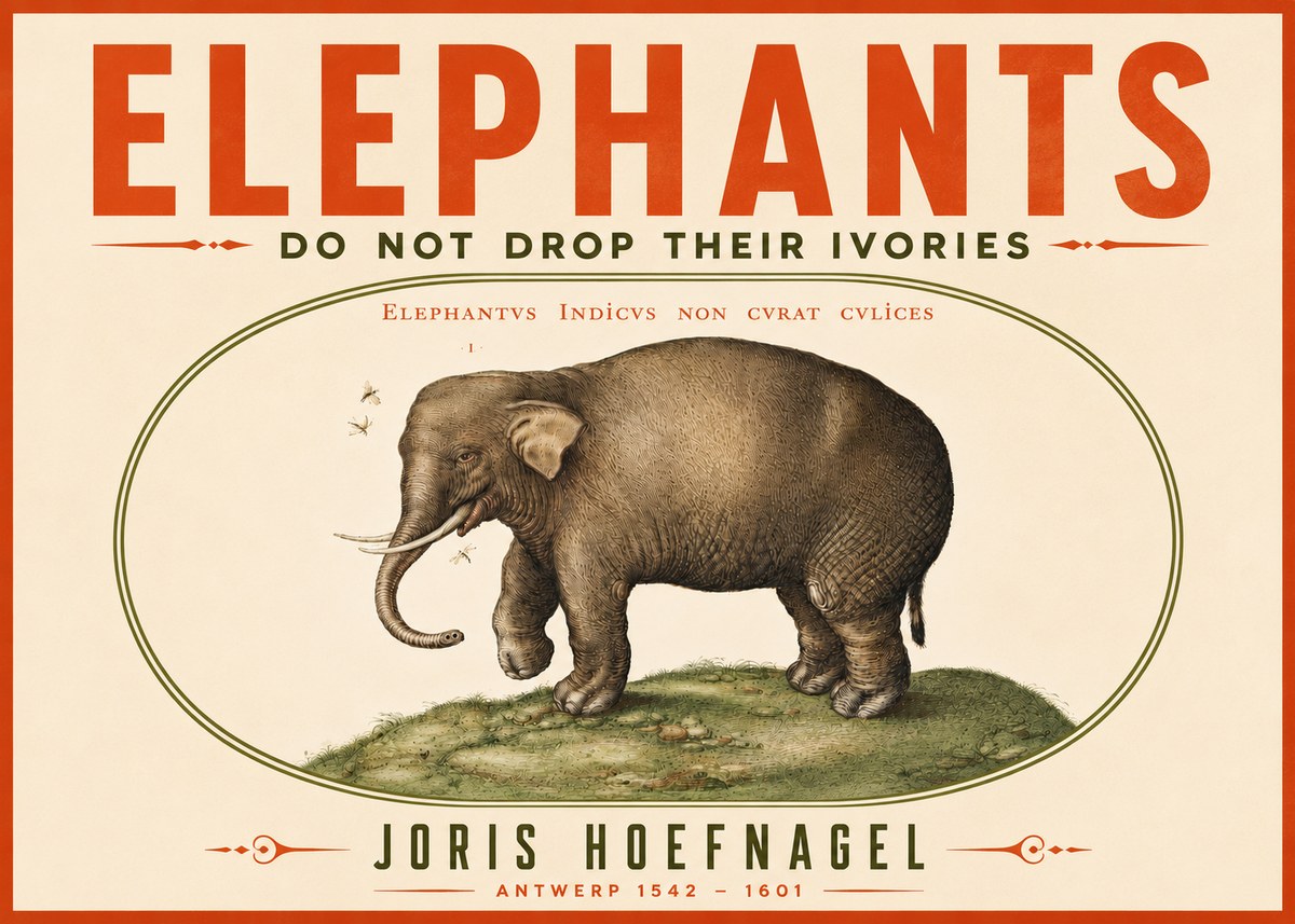 Joris Hoefnagel Elephant Does Not Drop Its Ivories No5 - Póster