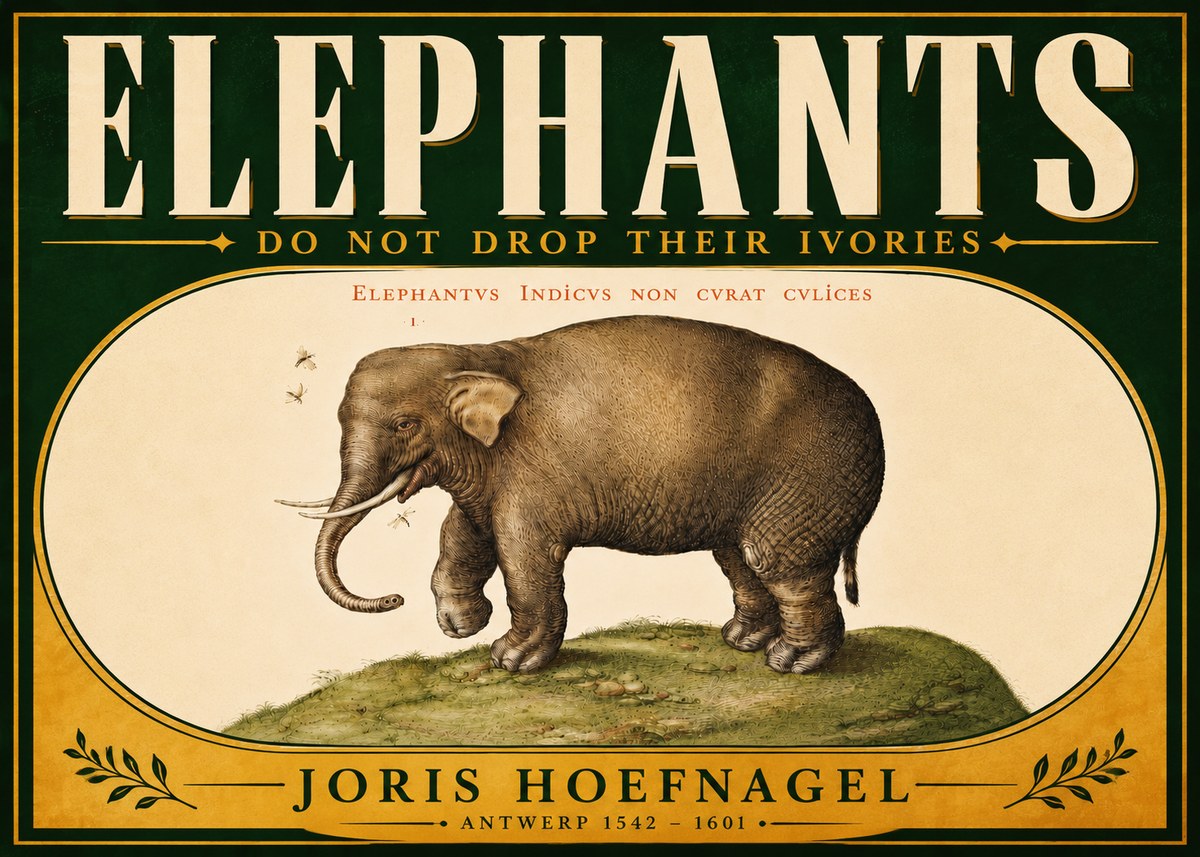 Joris Hoefnagel Elephant Does Not Drop Its Ivories No6 - Póster