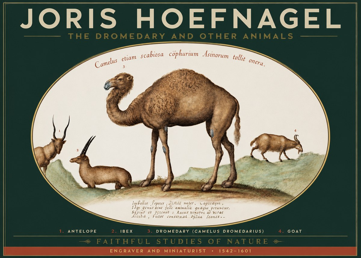 Joris Hoefnagel The Dromedary and Other Animals from Studies of Nature No2 - Póster