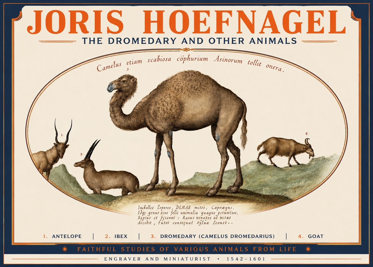 Joris Hoefnagel The Dromedary and Other Animals from Studies of Nature No4 - Póster