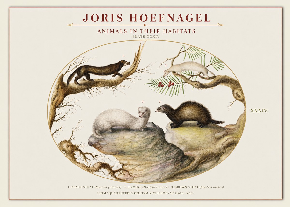 Joris Hoefnagel Animals in Their Habitats Plate Xxxiv No1 - Póster