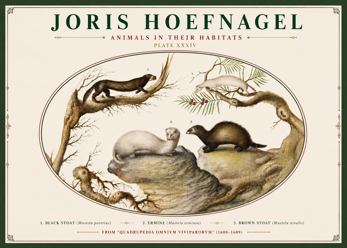 Joris Hoefnagel Animals in Their Habitats Plate Xxxiv No3 - Póster