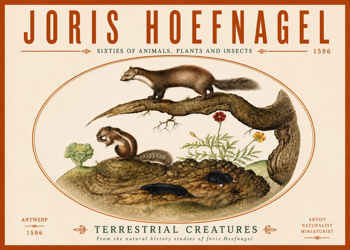 Joris Hoefnagel Terrestrial Creatures No6 - Póster