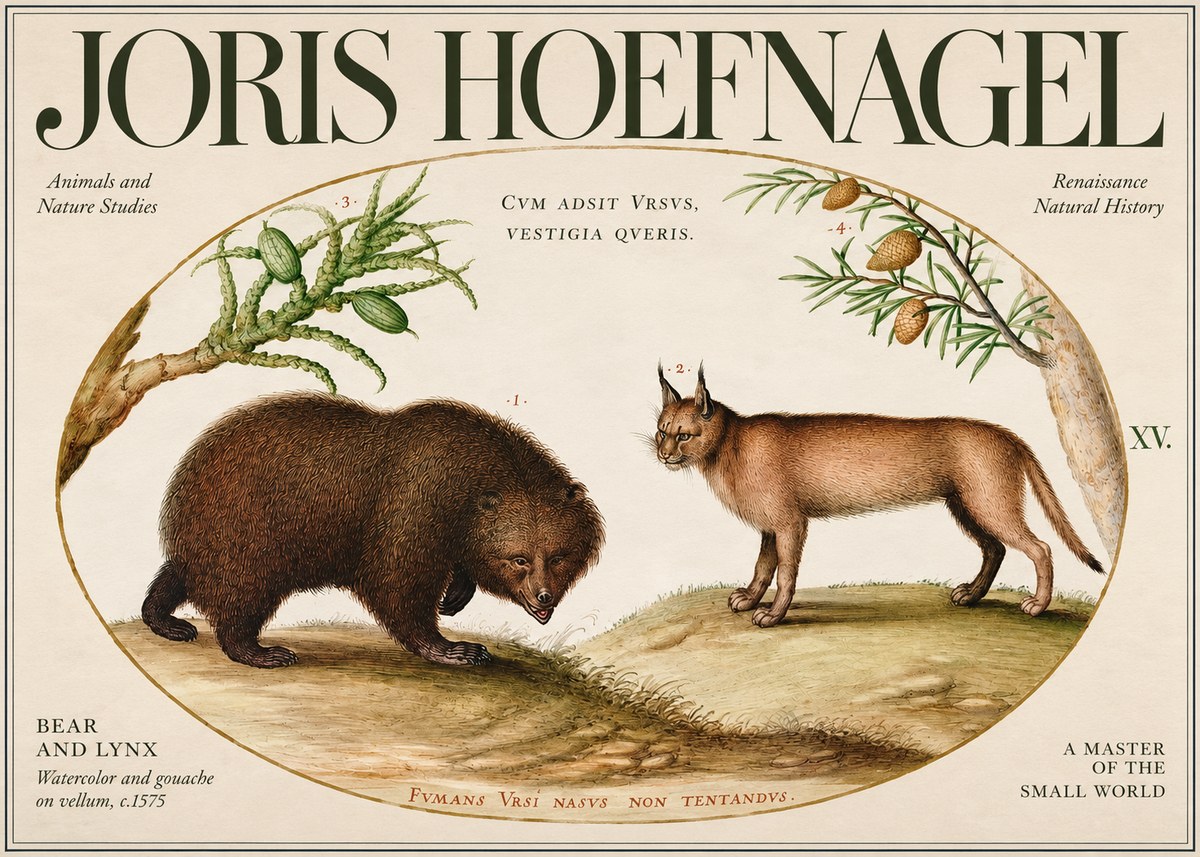 Joris Hoefnagel Bear and Lynx No3 - Póster