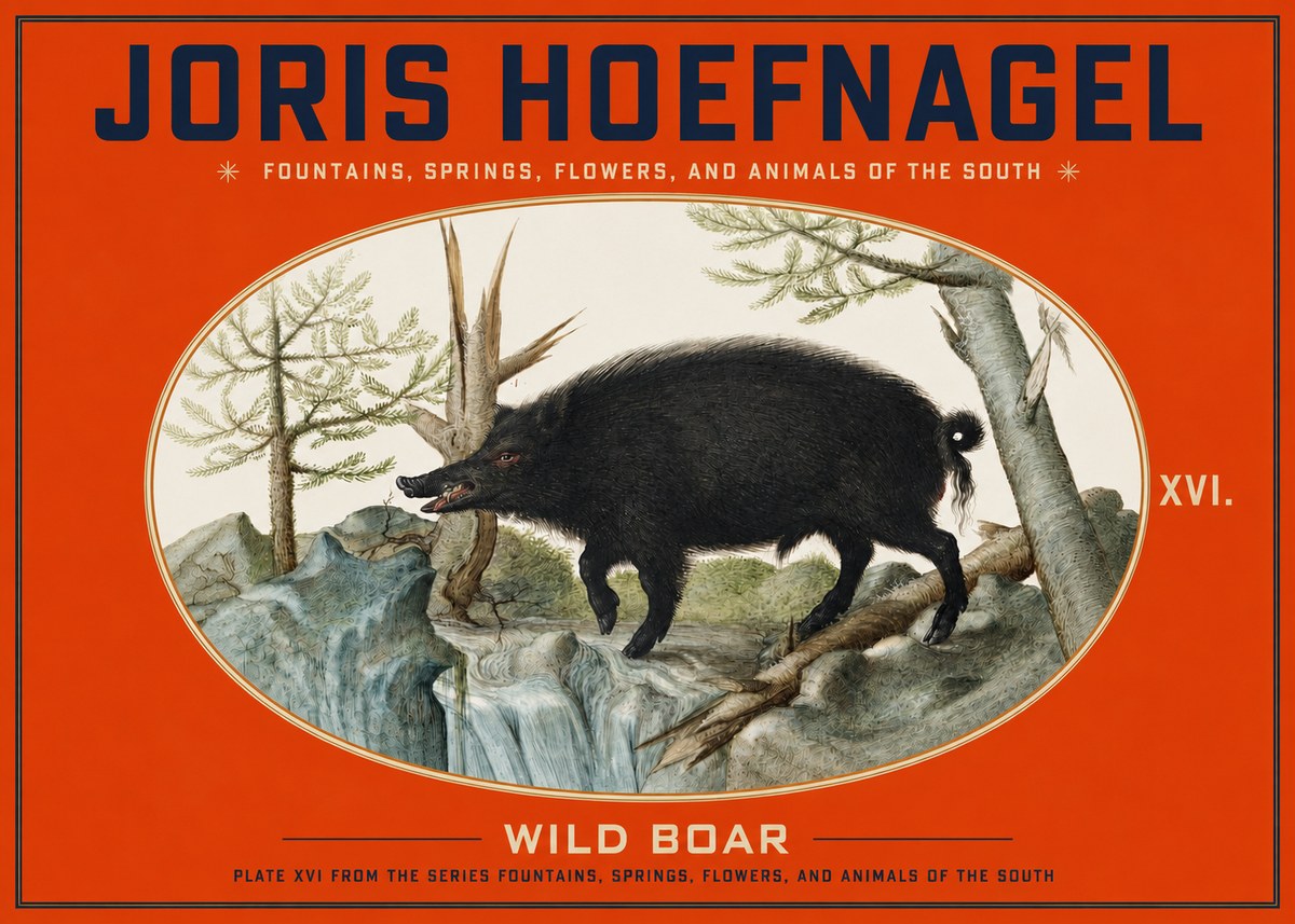 Joris Hoefnagel Fountains, Springs, Flowers, and Animals of the South - Plate Xvi No3 - Póster