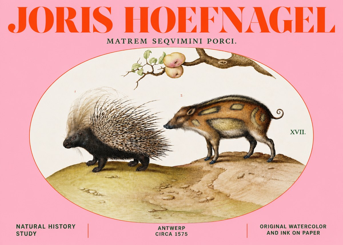 Joris Hoefnagel Matrem Seqvimini Porci. No4 - Póster