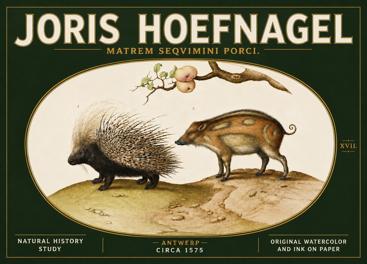 Joris Hoefnagel Matrem Seqvimini Porci. No5 - Póster