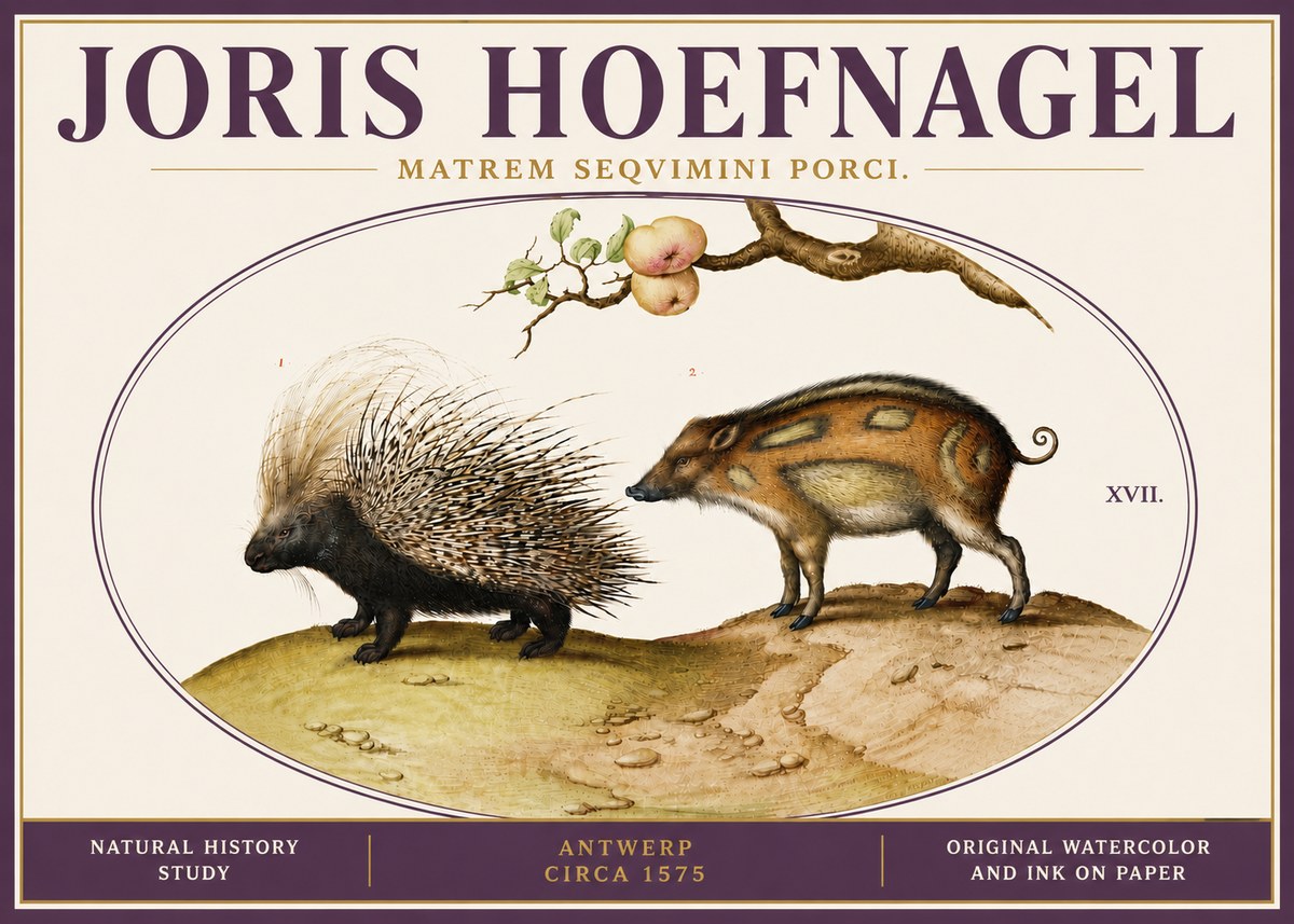 Joris Hoefnagel Matrem Seqvimini Porci. No6 - Póster