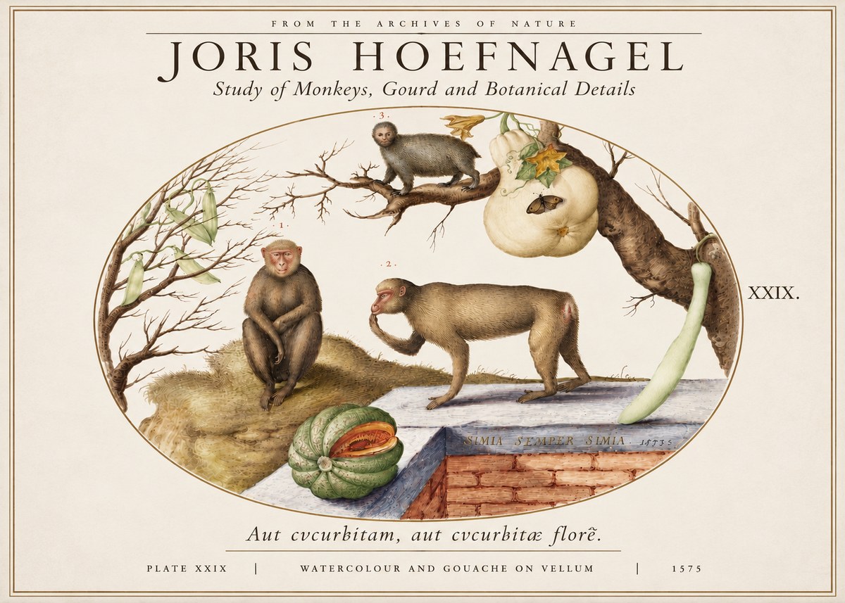 Joris Hoefnagel But Always a Monkey, Always a Monkey. Plate Xxix No6 - Póster