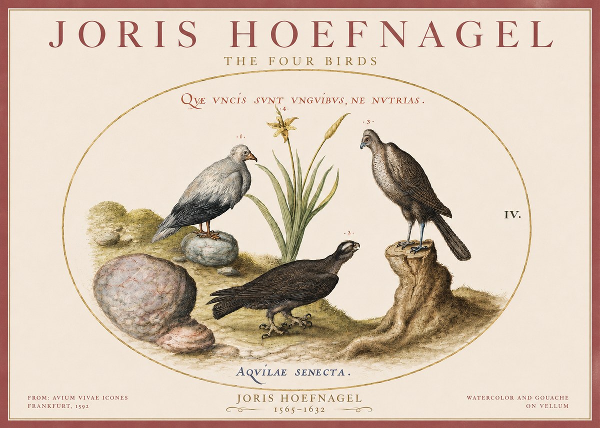 Joris Hoefnagel The Four Birds No3 - Póster
