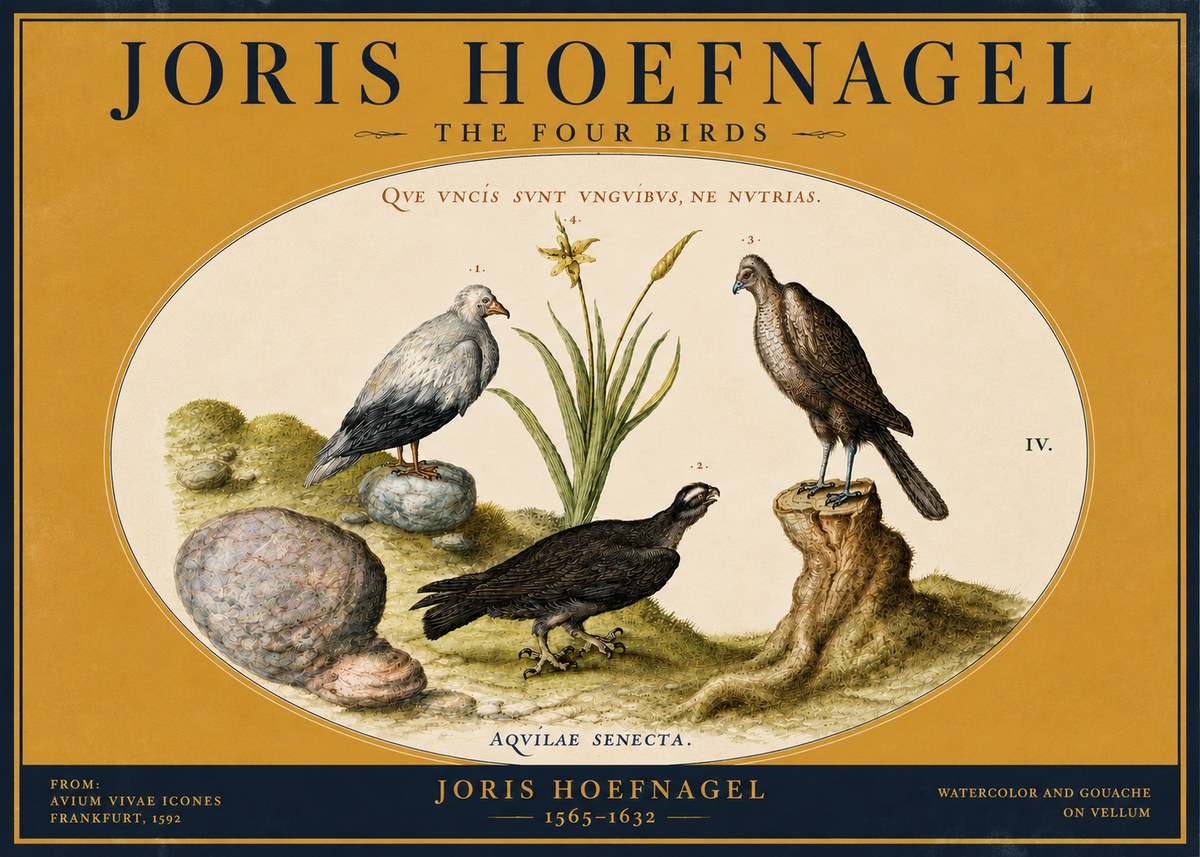 Joris Hoefnagel The Four Birds No4 - Póster