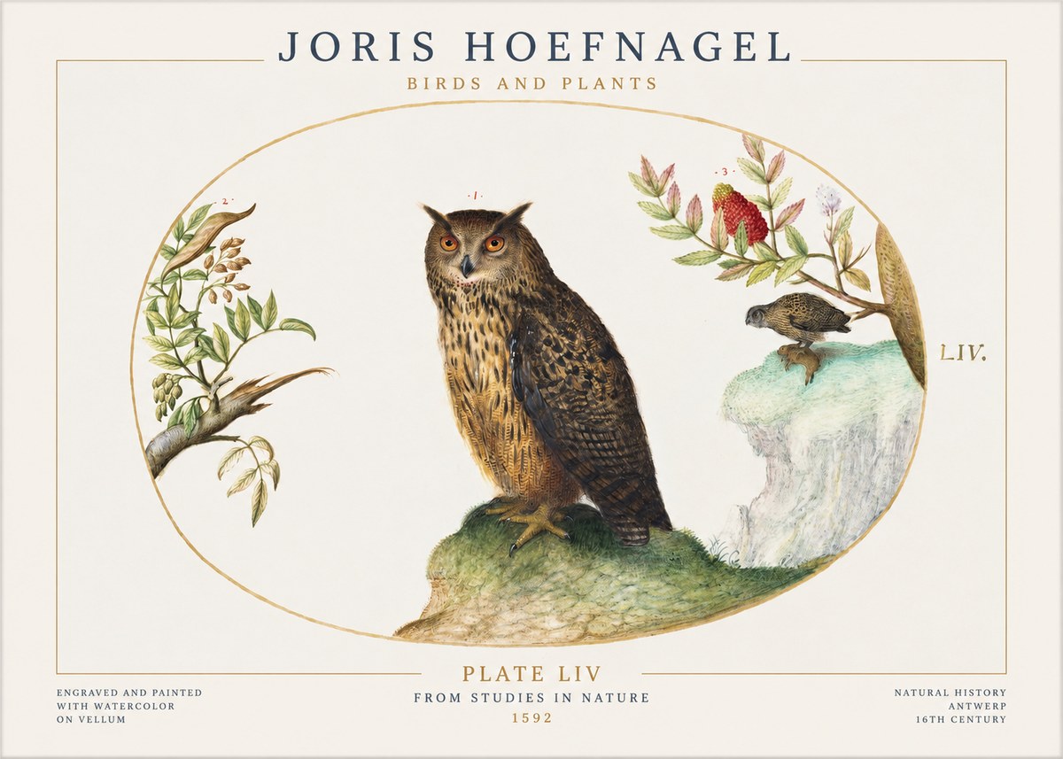 Joris Hoefnagel Bird Study Plate Liv No2 - Póster