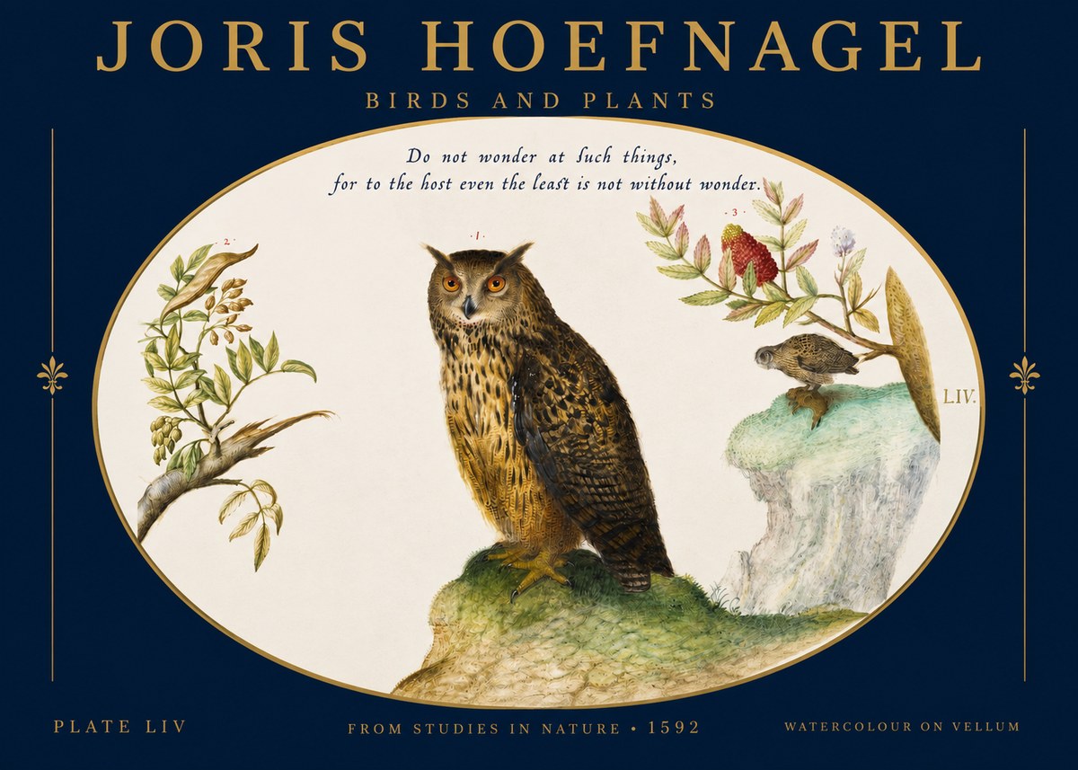 Joris Hoefnagel Bird Study Plate Liv No3 - Póster