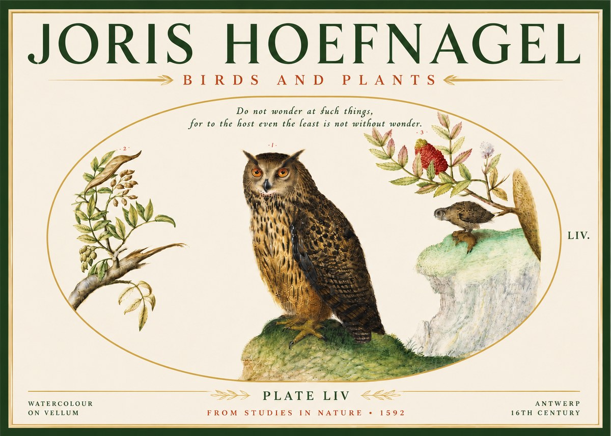 Joris Hoefnagel Bird Study Plate Liv No5 - Póster