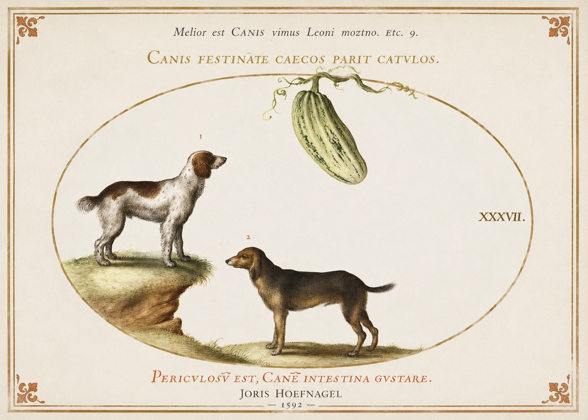Joris Hoefnagel Canis Festinas Caecos Parit Catulos No3 - Póster
