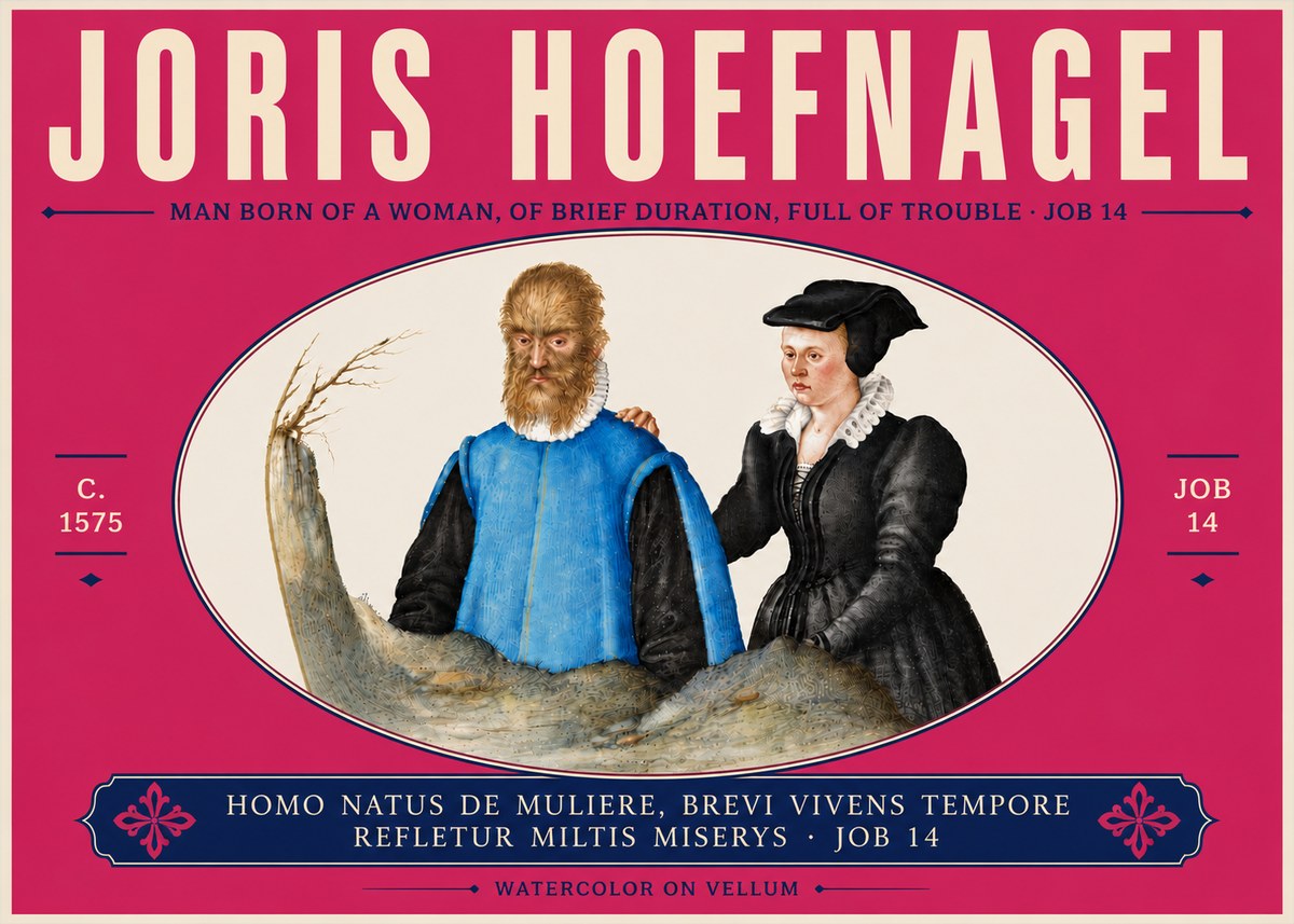 Joris Hoefnagel Homo Natus De Muliere, Brevi Vivens Tempore Refletur Miltis Miserys · Job 14 No6 - Póster