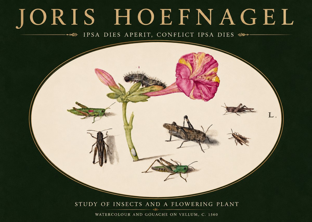 Joris Hoefnagel Study of Insects and a Flowering Plant No3 - Póster