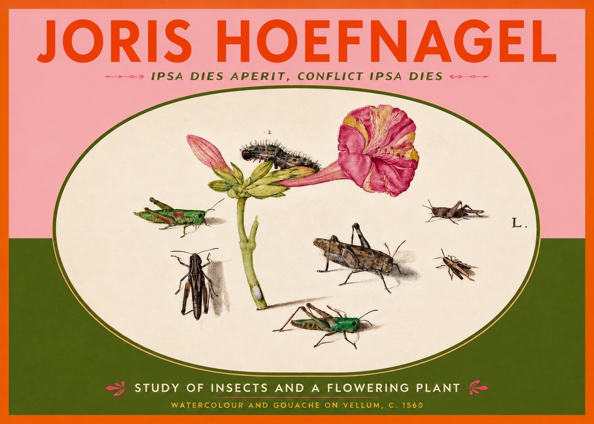 Joris Hoefnagel Study of Insects and a Flowering Plant No4 - Póster