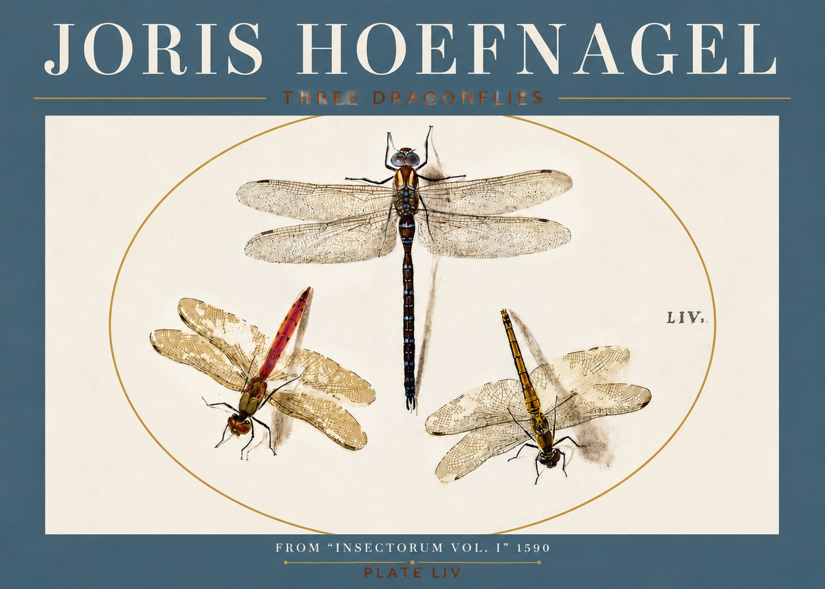 Joris Hoefnagel Three Dragonflies No4 - Póster