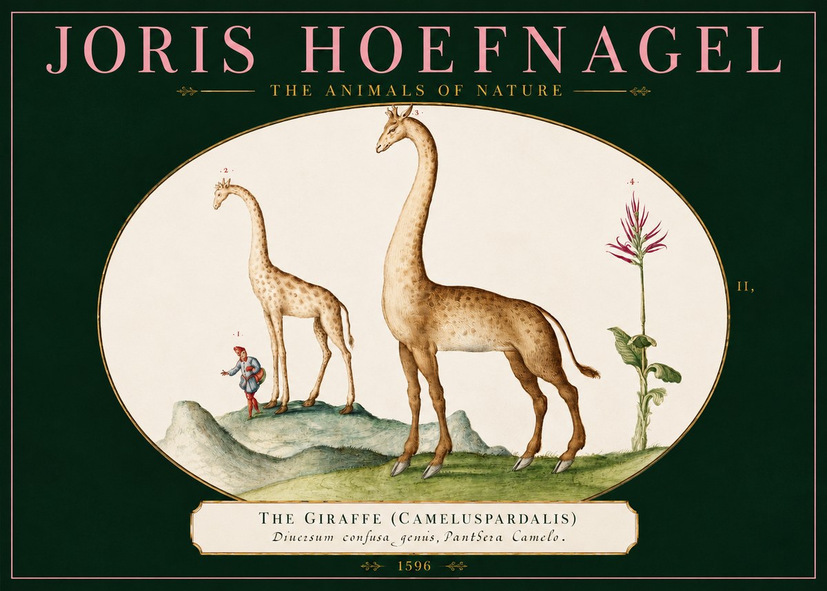 Joris Hoefnagel The Giraffe (Cameluspardalis) No2 - Póster
