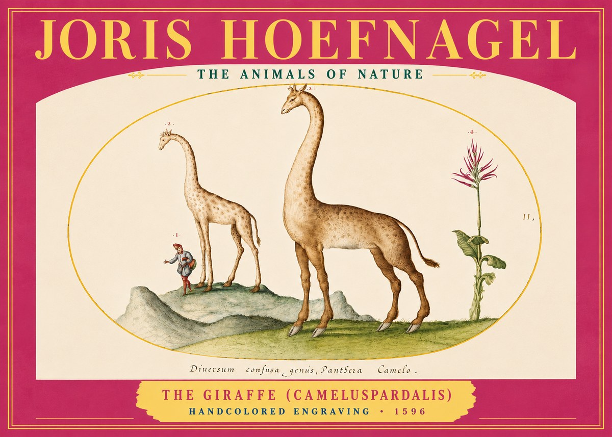 Joris Hoefnagel The Giraffe (Cameluspardalis) No4 - Póster