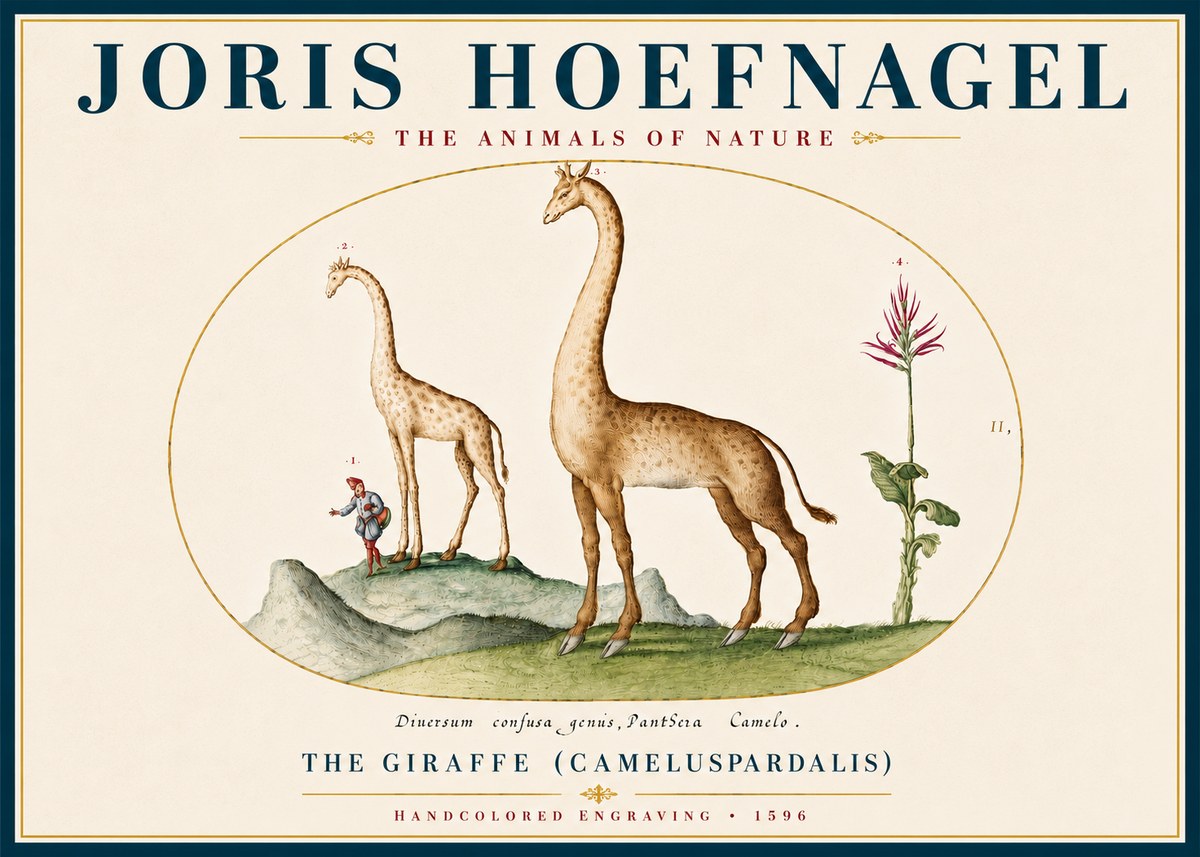Joris Hoefnagel The Giraffe (Cameluspardalis) No5 - Póster