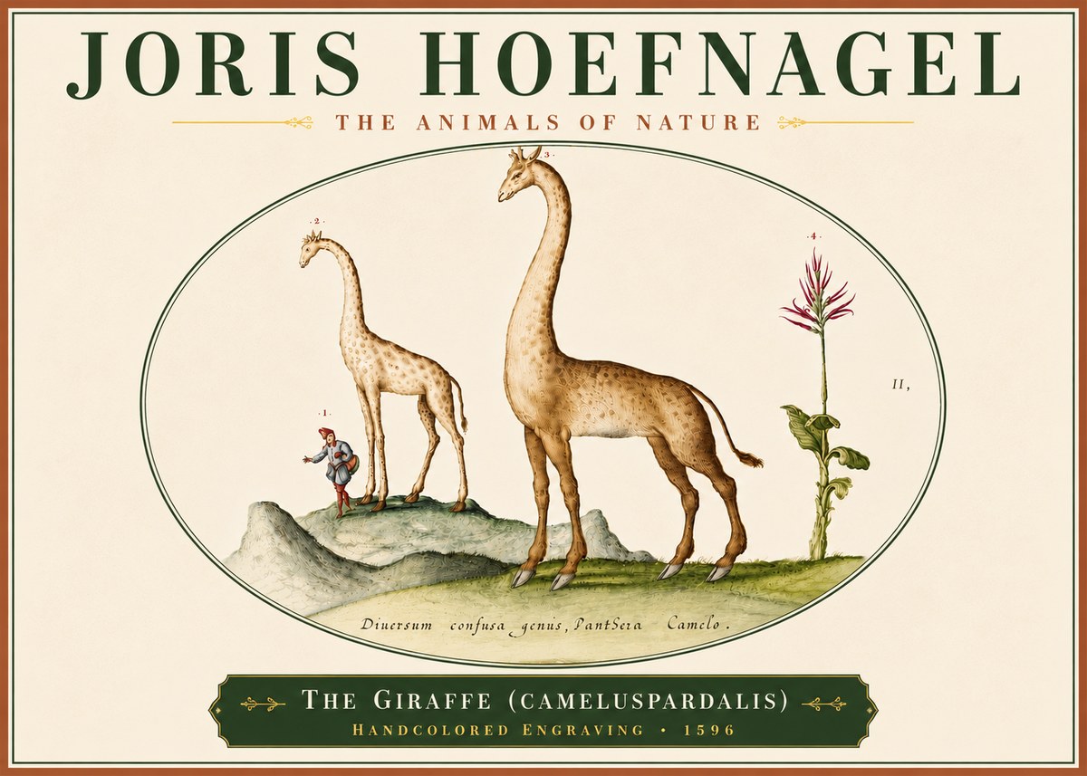 Joris Hoefnagel The Giraffe (Cameluspardalis) No6 - Póster