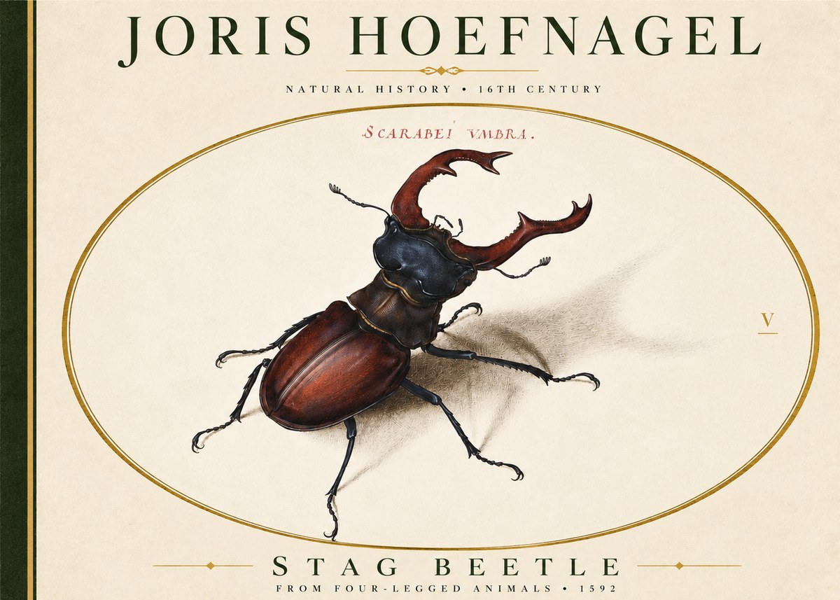 Joris Hoefnagel Stag Beetle No4 - Póster
