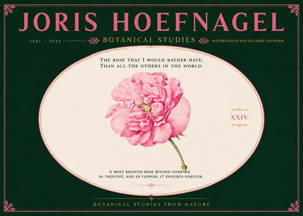 Joris Hoefnagel A Pink Damask Rose No6 - Póster