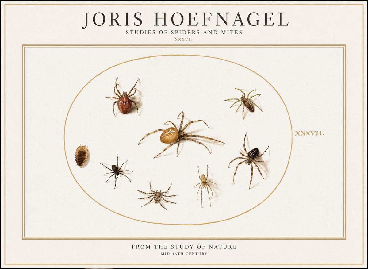 Joris Hoefnagel Study of Spiders and Mites - Plate Xxxvii. No2 - Póster